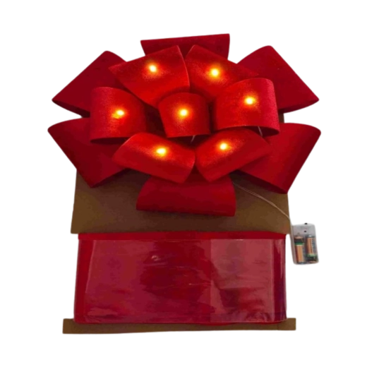 Božična dekorativna pentlja za vrata z LED osvetlitvijo 40 × 40 cm rdeča