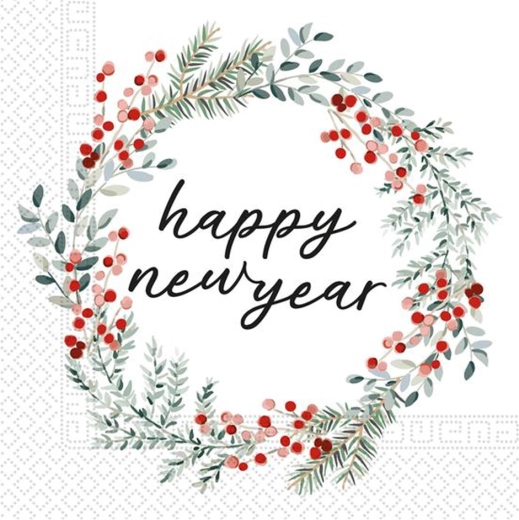 Papirnati prtički 33 × 33 cm, 3-slojni, motiv New Year, 20 kos