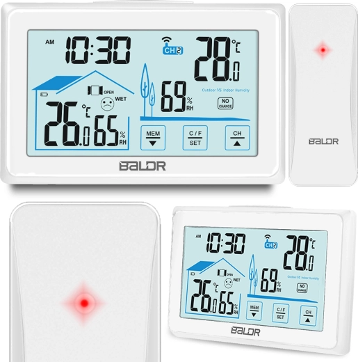 Digitalna vremenska postaja z brezžičnim senzorjem bela