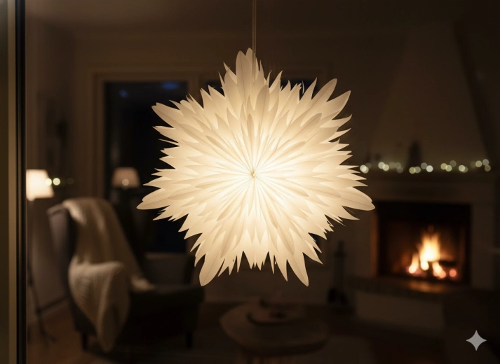 Papirnata dvoplastna dekorativna zvezda 40 cm bela