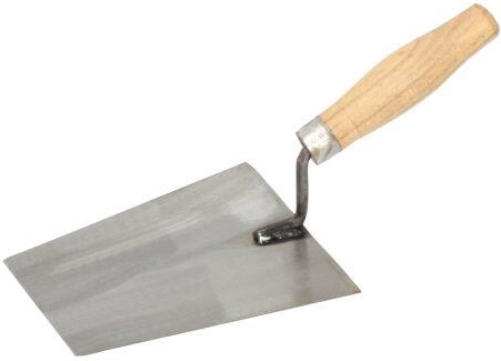 Zidarska žlica iz brušenega jekla 180 × 130 mm z lesenim ročajem