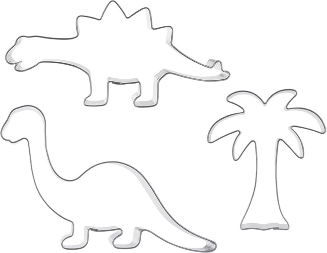 Orionovi pripomočki iz nerjavnega jekla za izrezovanje piškotov – dinozavra in palma – 3 kosi