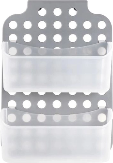 Viseča dvonadstropna kopalniška polica Toro 35,5 × 25,5 cm, siva