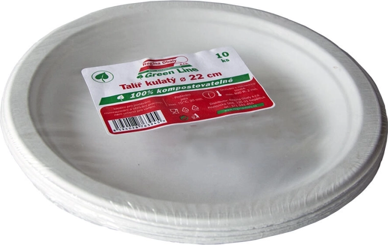 Plitvi krožniki iz sladkornega trsa 22 cm, 10 kos