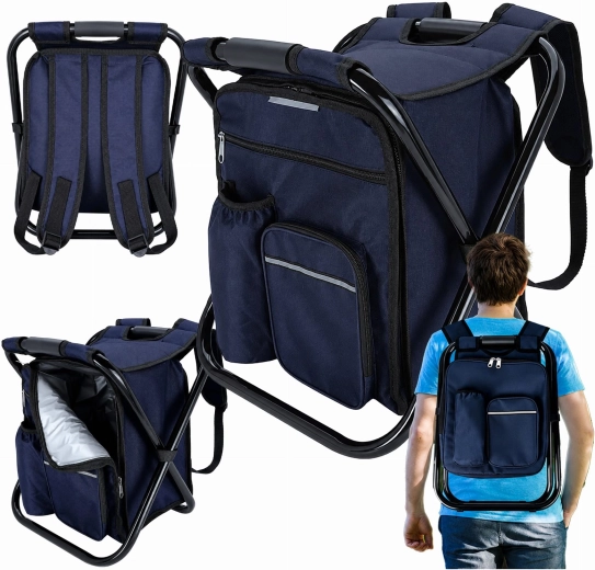 Folding fishing chair with backpack and insulated thermal compartment - 1 piece