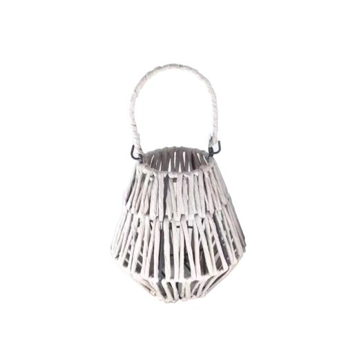 Ratanova laterna s steklenim vložkom, bela 18 × 20 cm