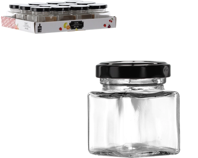 Kozarec 80 ml kvadratni s kovinskim pokrovčkom