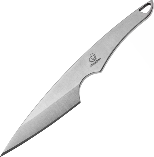 BeaverCraft NCK2 neck knife with satin-finished blade and leather sheath