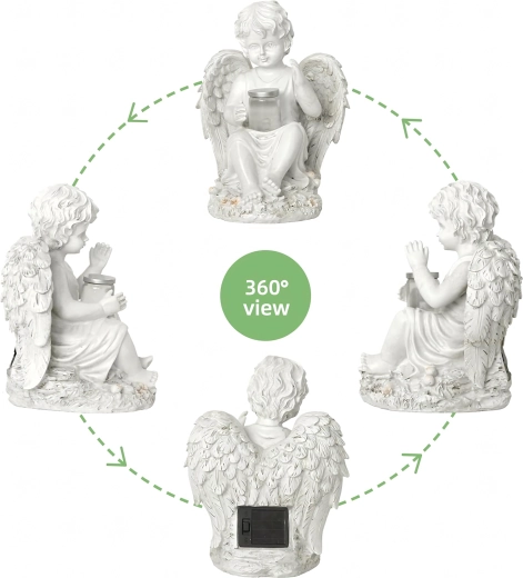 Sončna angelska figurica z LED svetilko 18 cm