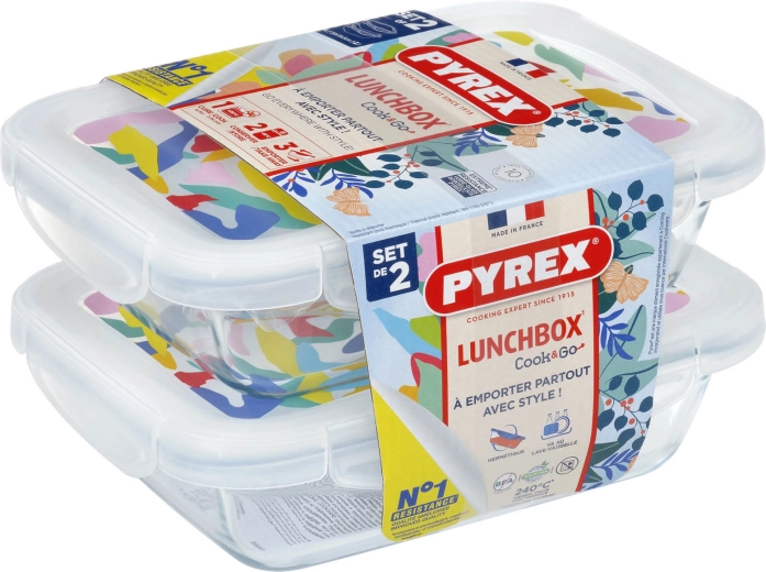 Set pravokotnih steklenih posod PYREX 2 × 0,8 l