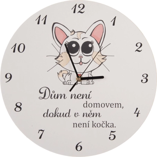 Stenske lesene ure Cat home bele 34 cm