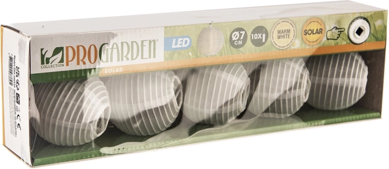 Solarna LED veriga z lampijoni, bela, 10 kosov, 4 m