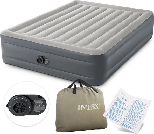 Napihljiva dvojna vzmetnica Intex z vgrajeno električno tlačilko 203 × 152 × 46 cm