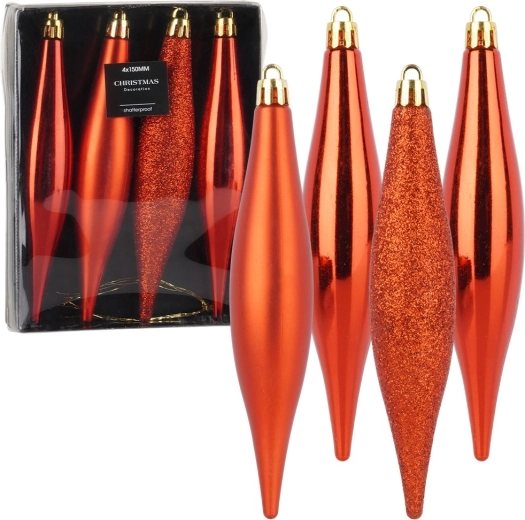 Nerazbitni božični okraski rdeči ledeni sveči 15 cm, 4 kosi