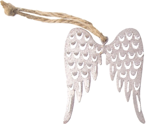 Viseča kovinska dekoracija angelska krila rožnata 6 × 5 cm