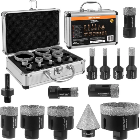 Bigstren diamantni kronski svedri 6–68 mm, komplet 13 delov