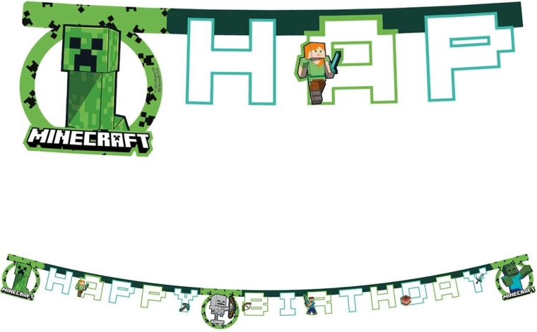 Procos viseči banner Minecraft happy birthday 2 m