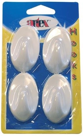 Samolepilni ovalni veliki kavlji, beli (4 kosa)