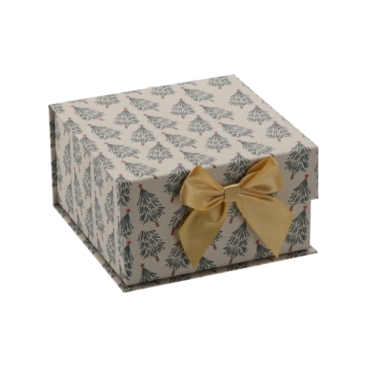 Christmas gift box with gold bow 20 × 20 × 11 cm