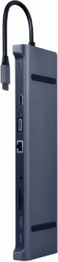 USB-C razdelilnik s podporo napajanja, gigabitnim Ethernetom, VGA, HDMI in 3x USB 3.1 z bralnikom kartic SD