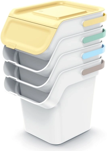 Zložljiv komplet košev za ločevanje odpadkov z oglenim filtrom 4×20 l