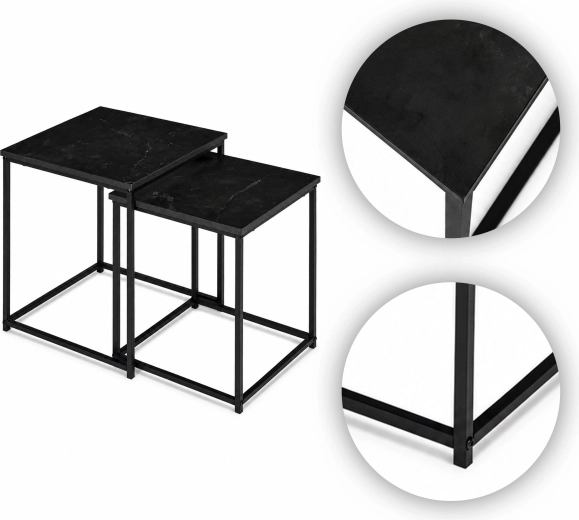 Elegant marble-effect tabletops