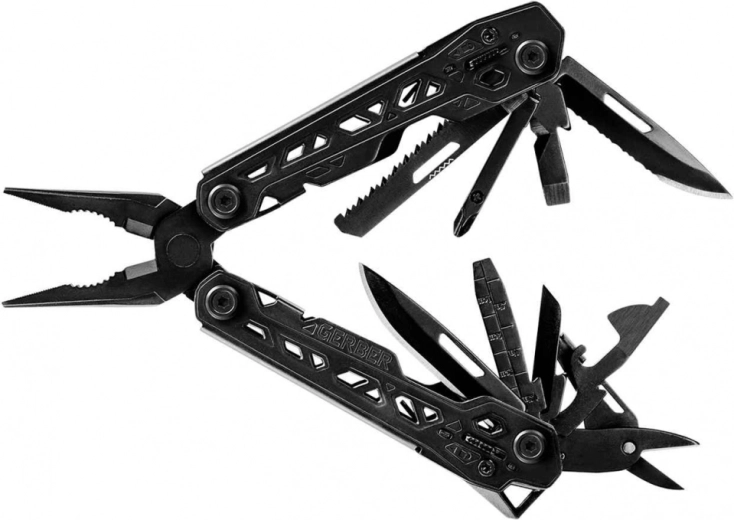 Multitool Gerber Truss Black – črno večnamensko orodje s 17 funkcijami in etuijem