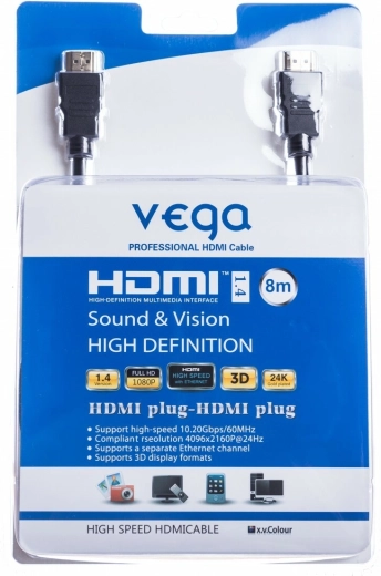 HDMI kabel 8 m 10,2 Gb/s črn Vega