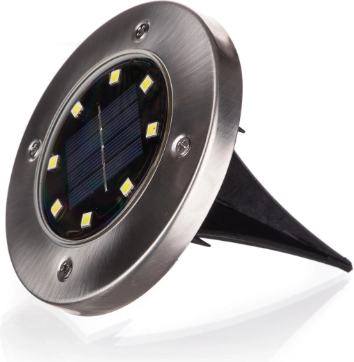 Vgradna talna solarna LED svetilka 12 cm, nerjaveče jeklo/plast