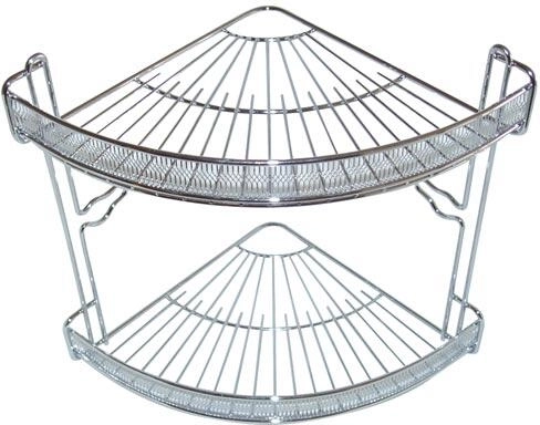 Kotna kopalniška polica, 2 nivoja, krom, 22 × 22 × 27 cm