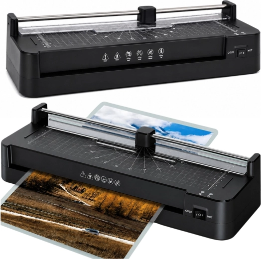 Laminator A3 3v1 z rezalnikom in funkcijo laminiranja hot/cold, črn