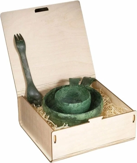 Darilni set KUPILKA Premium S – zelena skleda 550 ml, skodelica 210 ml in spork 205 mm