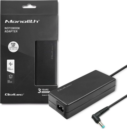 Napajalni adapter za HP 65 W, 19,5 V, 3,33 A, priključek 4,5 × 3,0 mm Slim – Qoltec