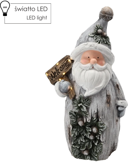 Božična figurica Santa Welcome z LED osvetlitvijo 24 × 13 × 44,3 cm