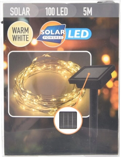 Solarna LED svetlobna veriga 100 LED z rumeno svetlobo