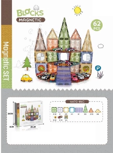 Magnetne sestavljanke z avtomobilčki, 62 kosov