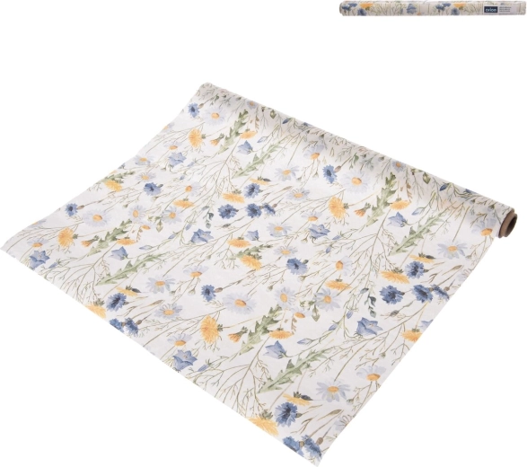 Papirnati namizni tekač z motivom spomladanskega cvetja, moder 180 × 40 cm