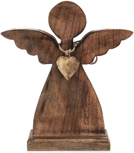 Wooden angel figurine made of mango wood 27 × 30 cm