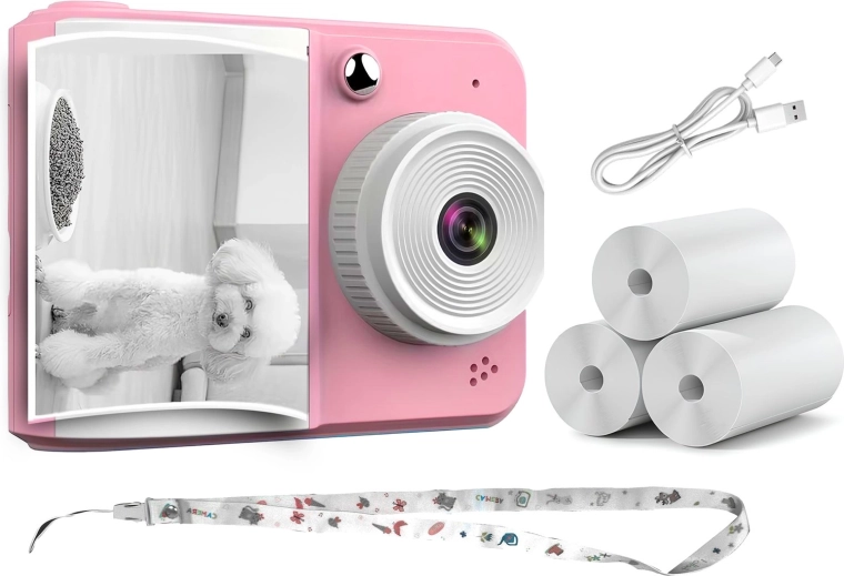 Otroški instant fotoaparat RENEW FORCE s 3 zvitki papirja, rožnat