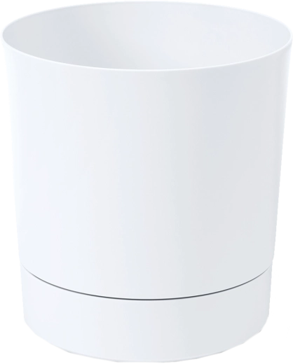 Cvetlični lonec s podstavljeno posodo AURA 28 cm bel