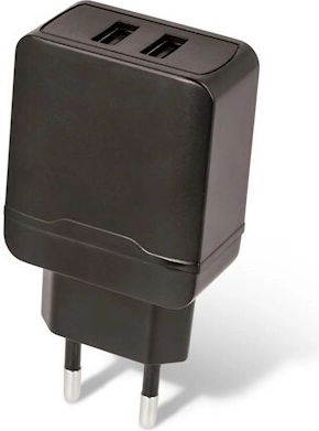 Omrežni USB polnilec SETTY 2×USB 2,4 A, črn