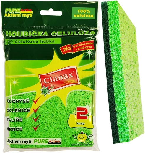 Čistilne gobice iz celuloze 11 × 7 × 1,2 cm, 2 kos