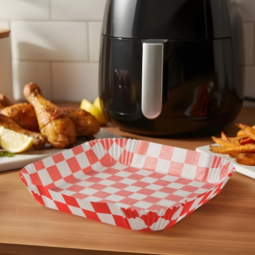 Baking paper for air fryer, checkered, square, 23 cm, 50 pcs