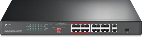TP-Link TL-SL1218P PoE+ stikalo 16× Fast Ethernet, 2× Gigabit, 1× SFP