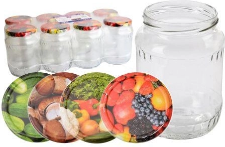 Kozarci za vlaganje 720 ml TWIST 82 z navojnimi pokrovi, mešan okras (8 kos)