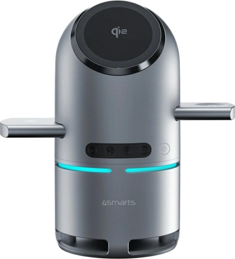 Brezžična polnilna postaja 3v1 4smarts ChargeBot Sound Qi2 siva