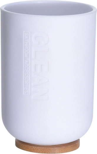 Kopalniški lonček z bambusovim podnožjem 300 ml, bel