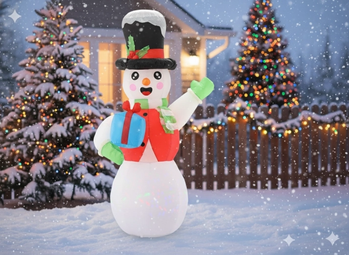 Napenljiv svetleč snežak 180 cm z LED