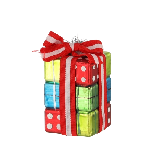 Steklena božična okrasitev v obliki darila, komplet 6 kosov