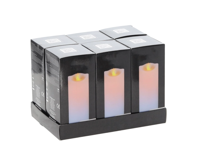 LED sveča s premikajočim plamenom 7 × 15 cm bela
